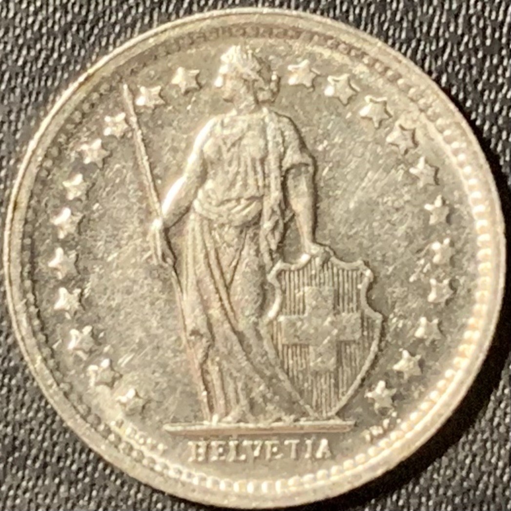 紫瑗钱币——第315期拍卖 瑞士 1966年 赫尔维蒂亚 1/2法郎 2.5克 0.835银 UNC