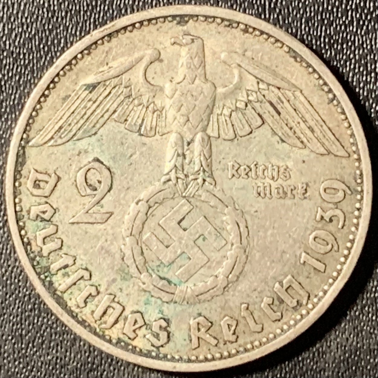 紫瑗钱币——第315期拍卖 德国 1939年 J版 兴登堡 字符 2马克 8克 0.625银