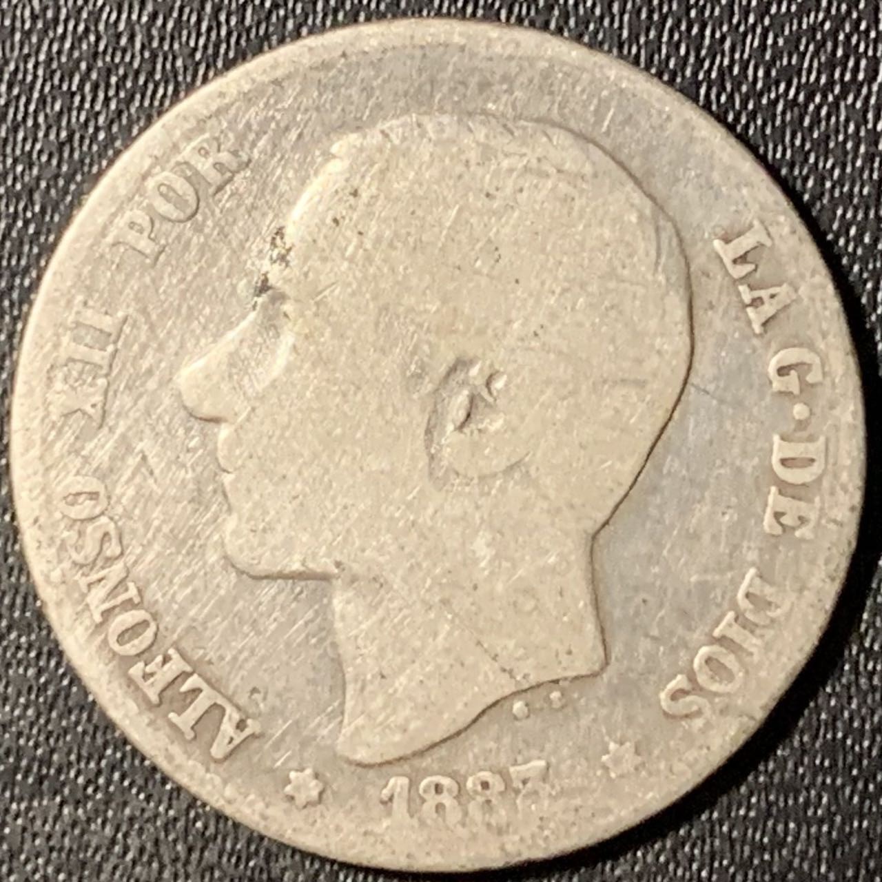 紫瑗钱币——第315期拍卖 西班牙 1883年 阿方索十二世 1比塞塔 5克 0.835银