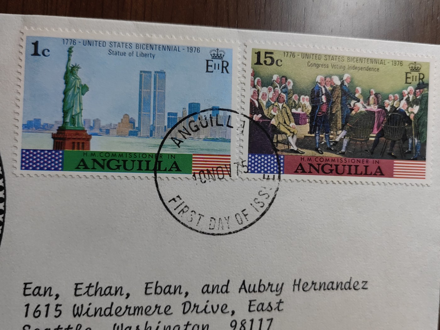 外国邮品精品专场（秒杀）第①⑤场  英国1975 乔治·华盛顿 诞生纪念 首日封