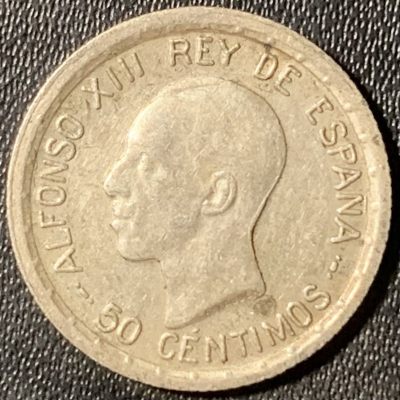 紫瑗钱币——第315期拍卖 - 西班牙 1926年 阿方索十三世 50分 2.5克 0.835银