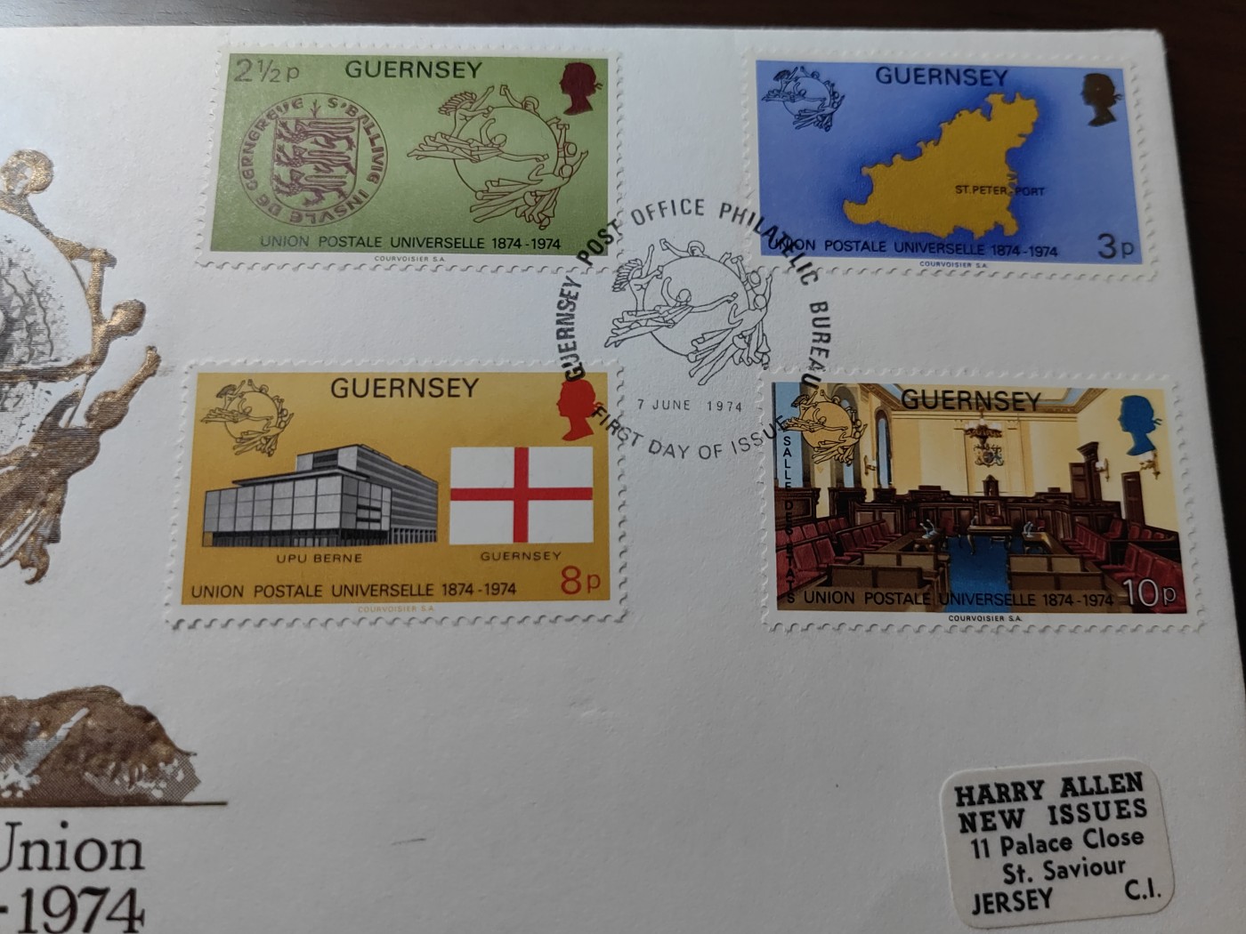 外国邮品精品专场（秒杀）第①⑤场 根西岛1974年  万国邮政联盟100年 4枚全