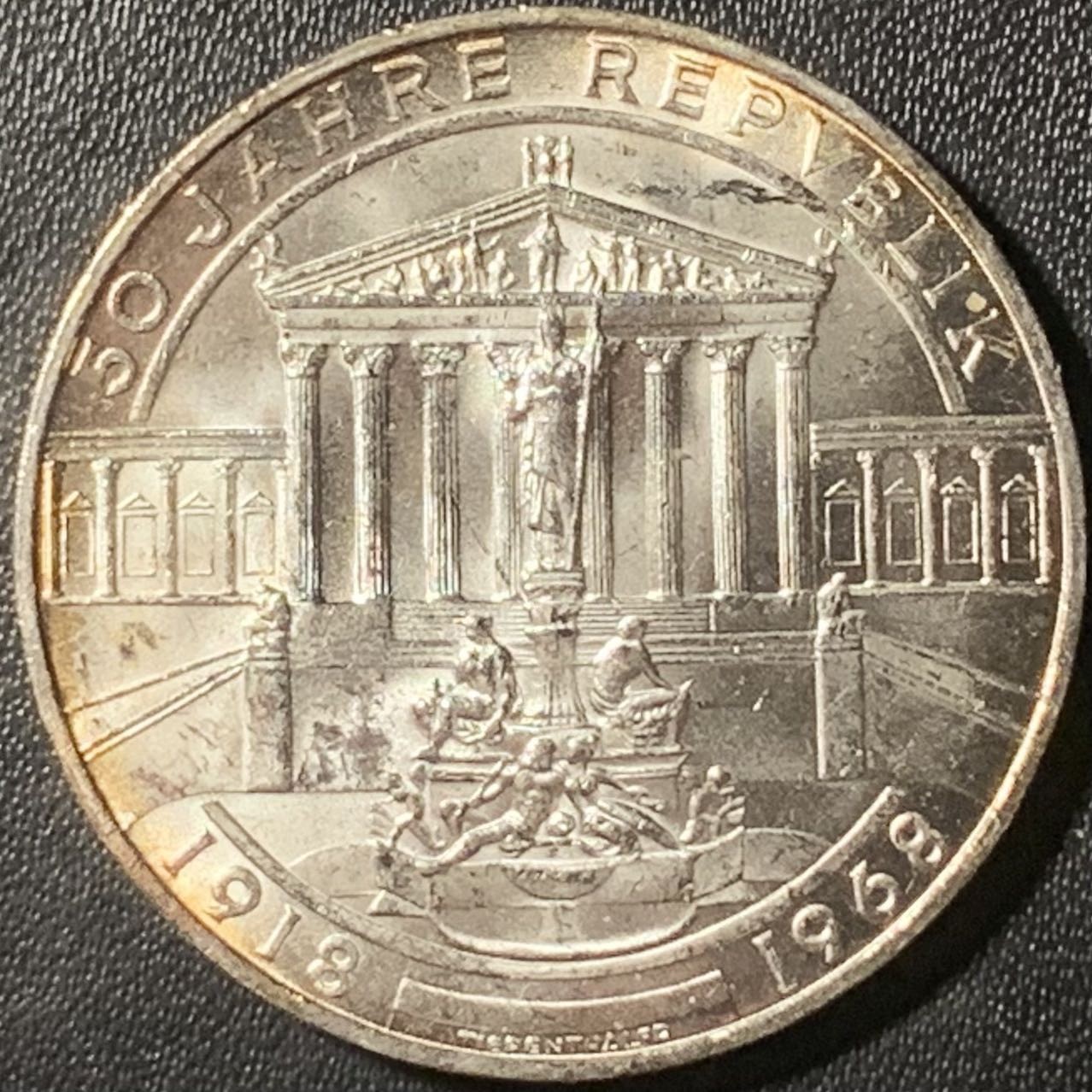 紫瑗钱币——第315期拍卖 奥地利 1968年 第二共和国建国50周年 50先令 20克 0.9银 UNC