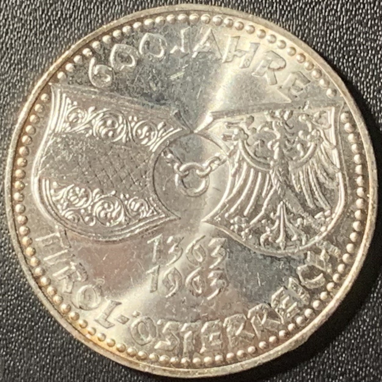 紫瑗钱币——第315期拍卖 奥地利 1963年 蒂罗尔联邦600周年 50先令 20克 0.9银 UNC