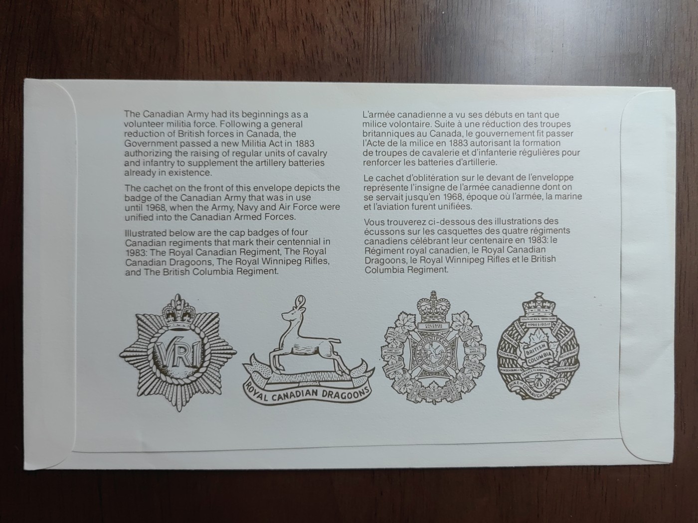 外国邮品精品专场（秒杀）第①⑤场 加拿大1983年 庆祝民兵百年纪念