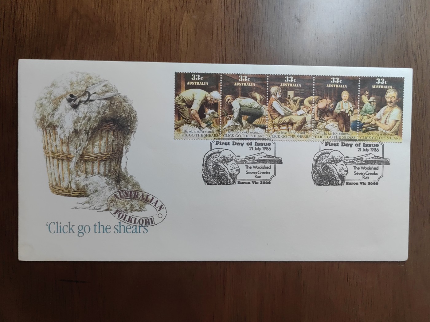 外国邮品精品专场（秒杀）第①⑤场 澳大利亚1986年  剪羊毛  5连体