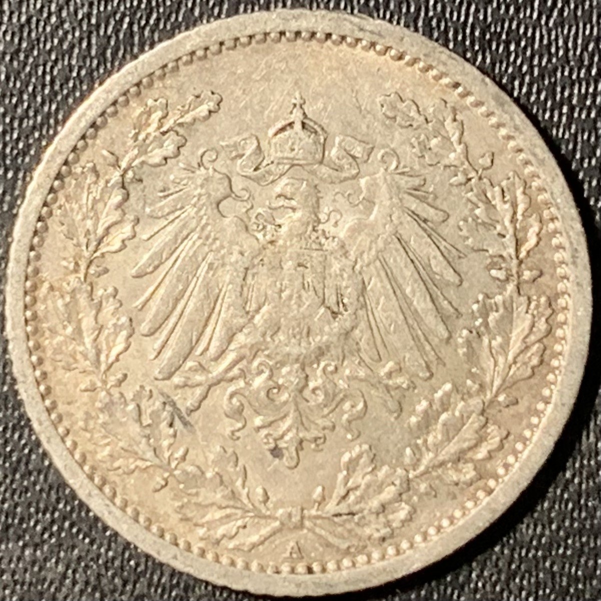 紫瑗钱币——第315期拍卖 德国 1913年 A版 第二帝国 1/2马克 银币 2.77克 0.9银