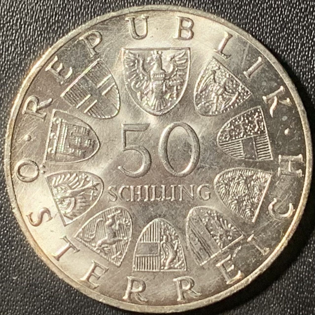 紫瑗钱币——第315期拍卖 奥地利 1967年 音乐家 约翰·斯特劳斯 诞辰100周年 50先令 20克 0.9银 UNC