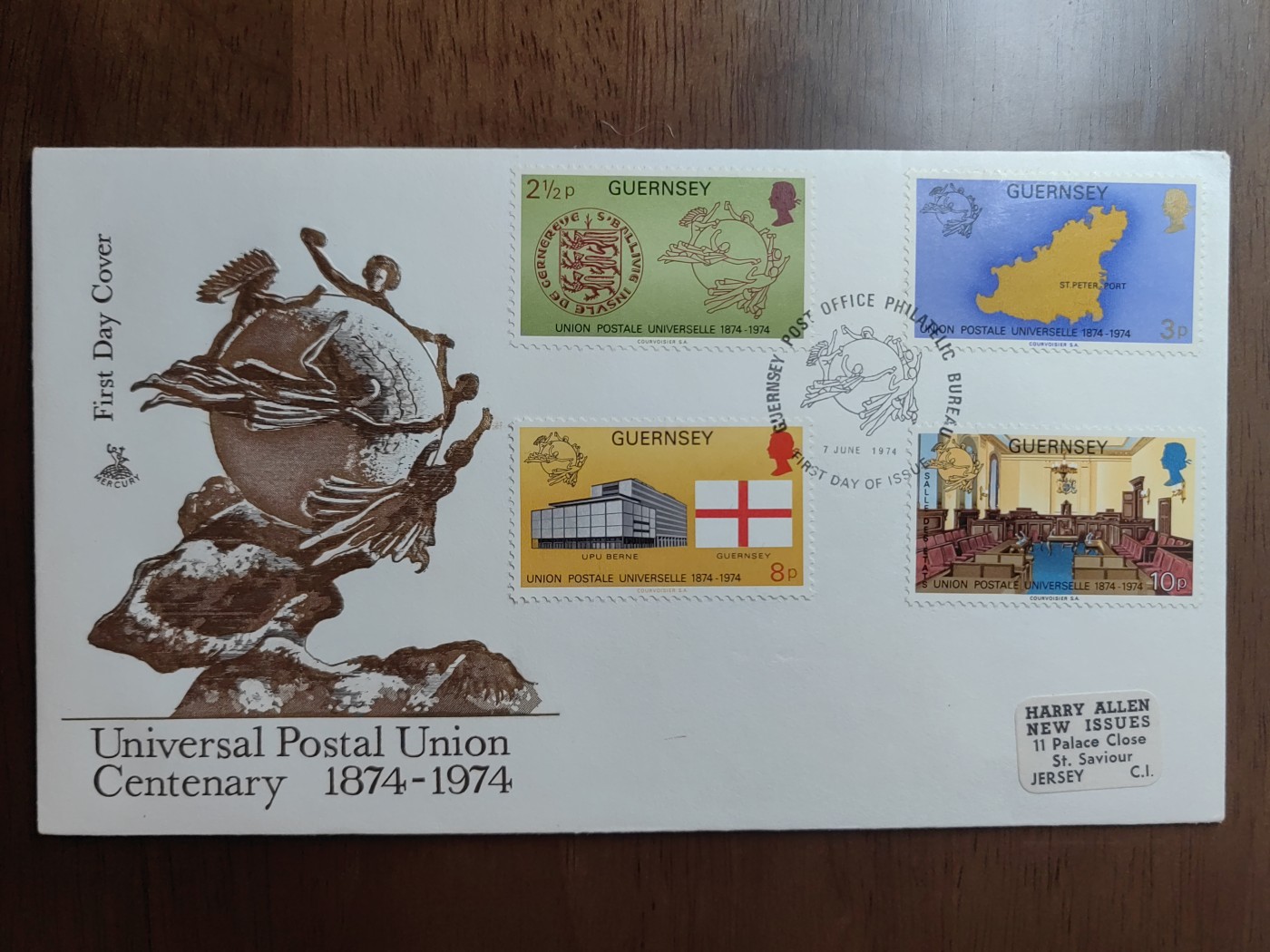 外国邮品精品专场（秒杀）第①⑤场 根西岛1974年  万国邮政联盟100年 4枚全
