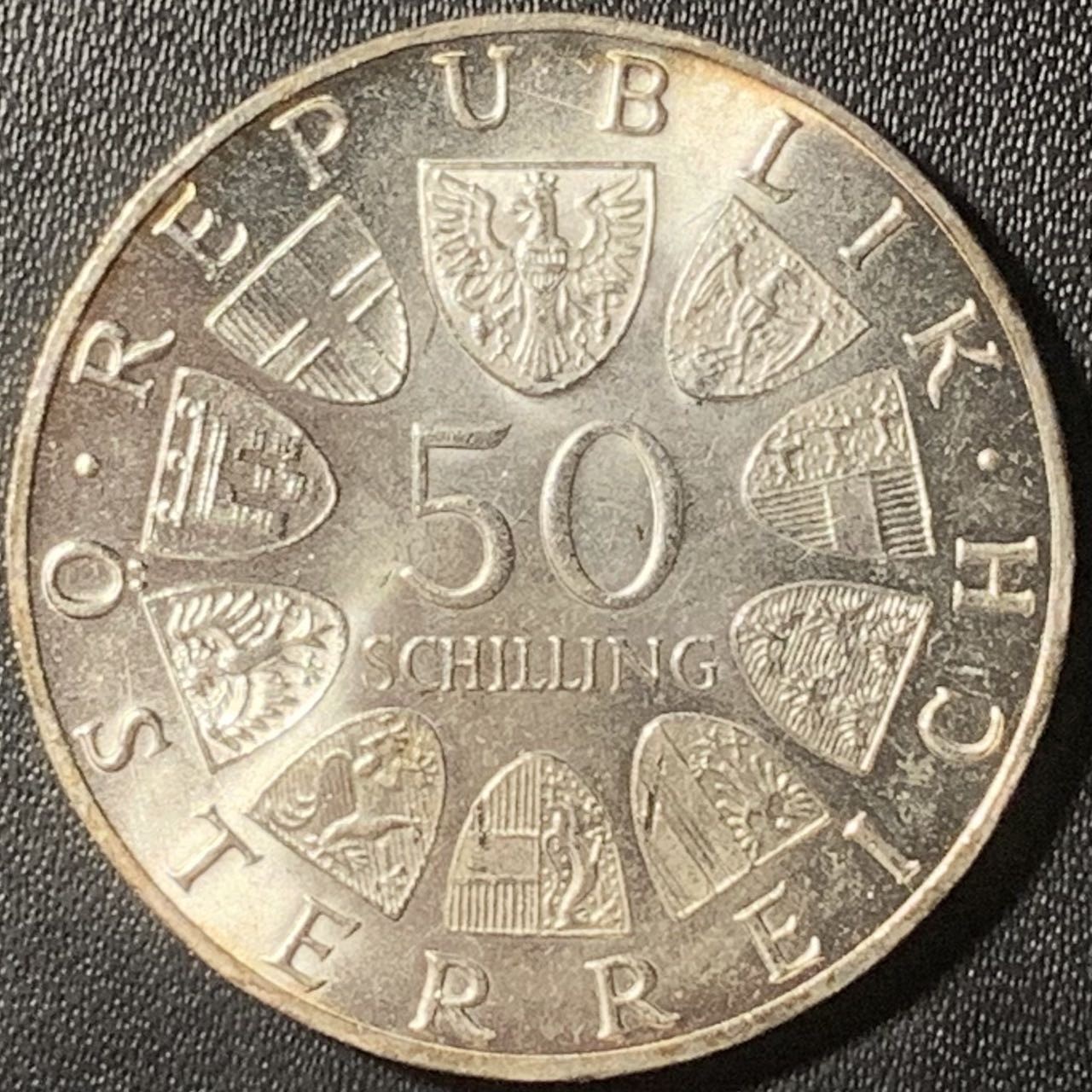 紫瑗钱币——第315期拍卖 奥地利 1965年 维也纳大学600周年 50先令 20克 0.9银 UNC