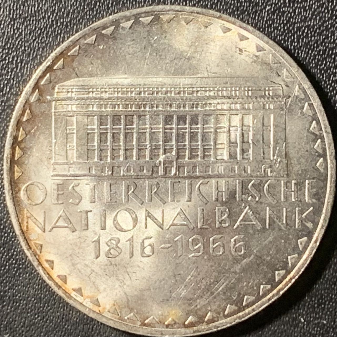 紫瑗钱币——第315期拍卖 奥地利 1966年 国家银行150周年 50先令 20克 0.9银 UNC