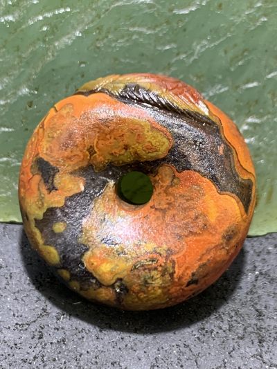 精美冰飘亚光战国红玛瑙手工雕刻富贵有余平安扣一个， - 精美冰飘亚光战国红玛瑙手工雕刻富贵有余平安扣一个，