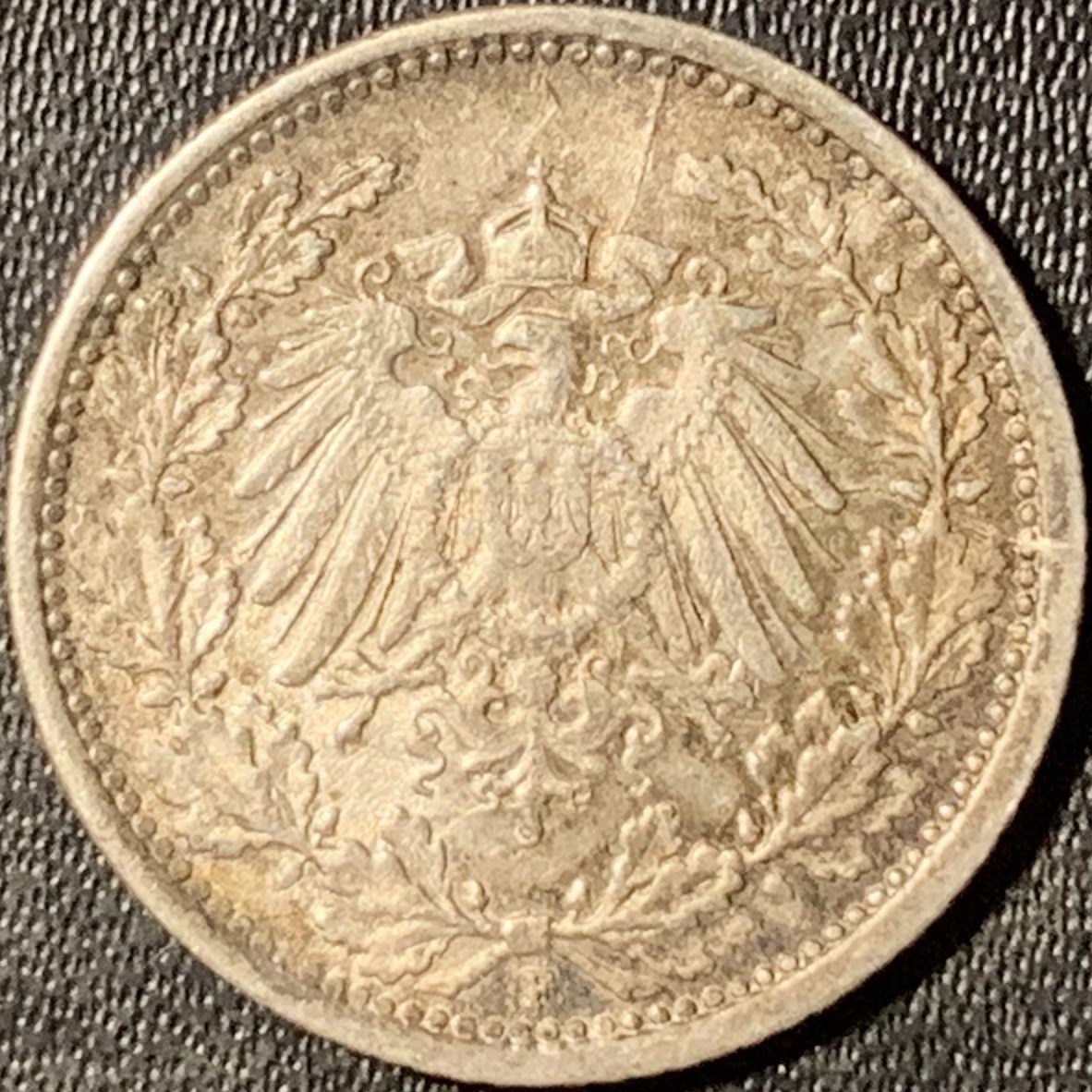 紫瑗钱币——第315期拍卖 德国 1918年 F版 第二帝国 1/2马克 银币 2.77克 0.9银