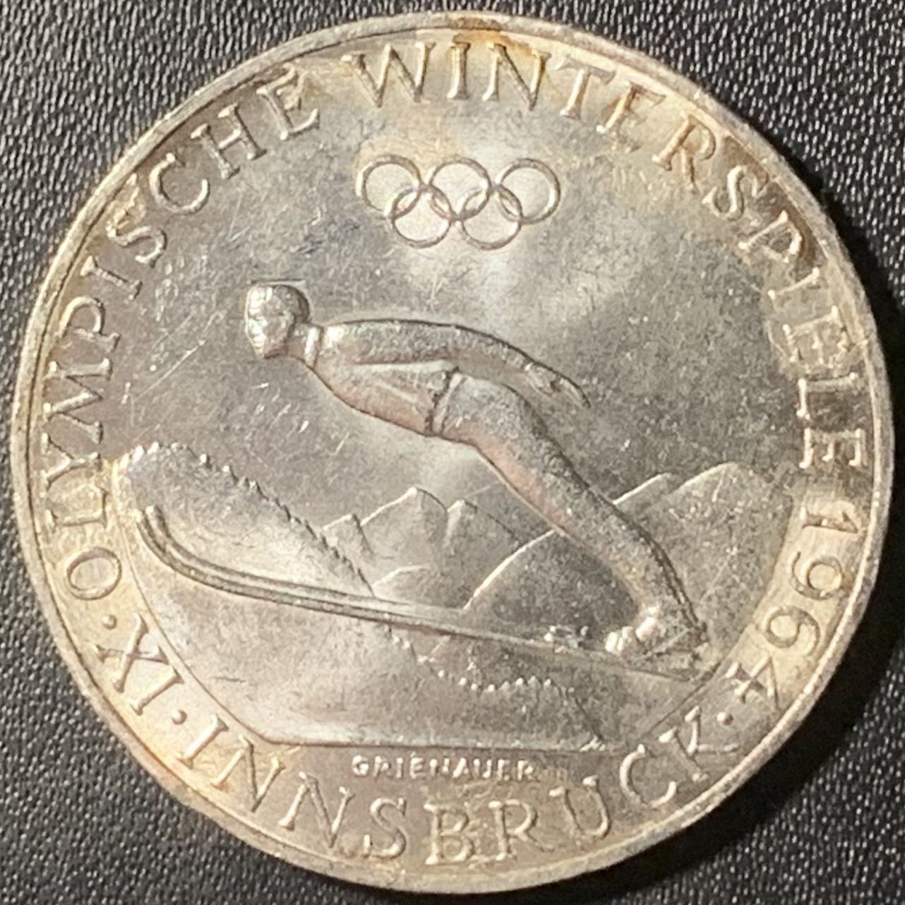 紫瑗钱币——第315期拍卖 奥地利 1964年 因斯布鲁克冬奥会 50先令 20克 0.9银 UNC