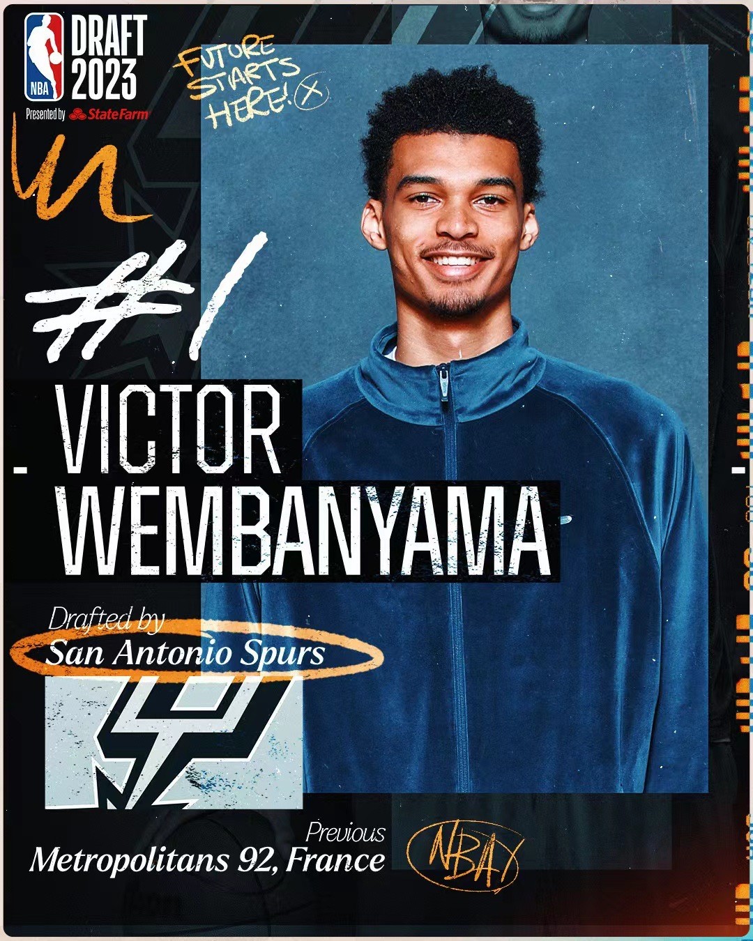 零元拍：未来NBA新王顶级候选人维克托-文班亚马选秀第一顺位铭文签圣安东尼奥HWC平沿帽，愿大家成为自己的No.1