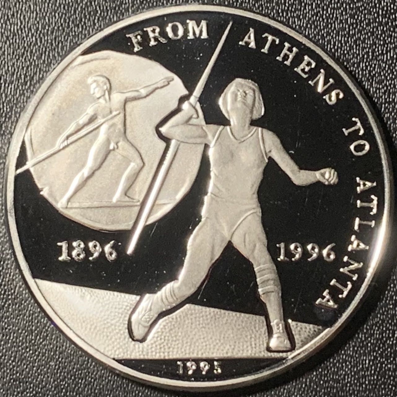 紫瑗钱币——第317期拍卖 老挝 1995年 96亚特兰大奥运会 20基普 20克 0.999银 精制