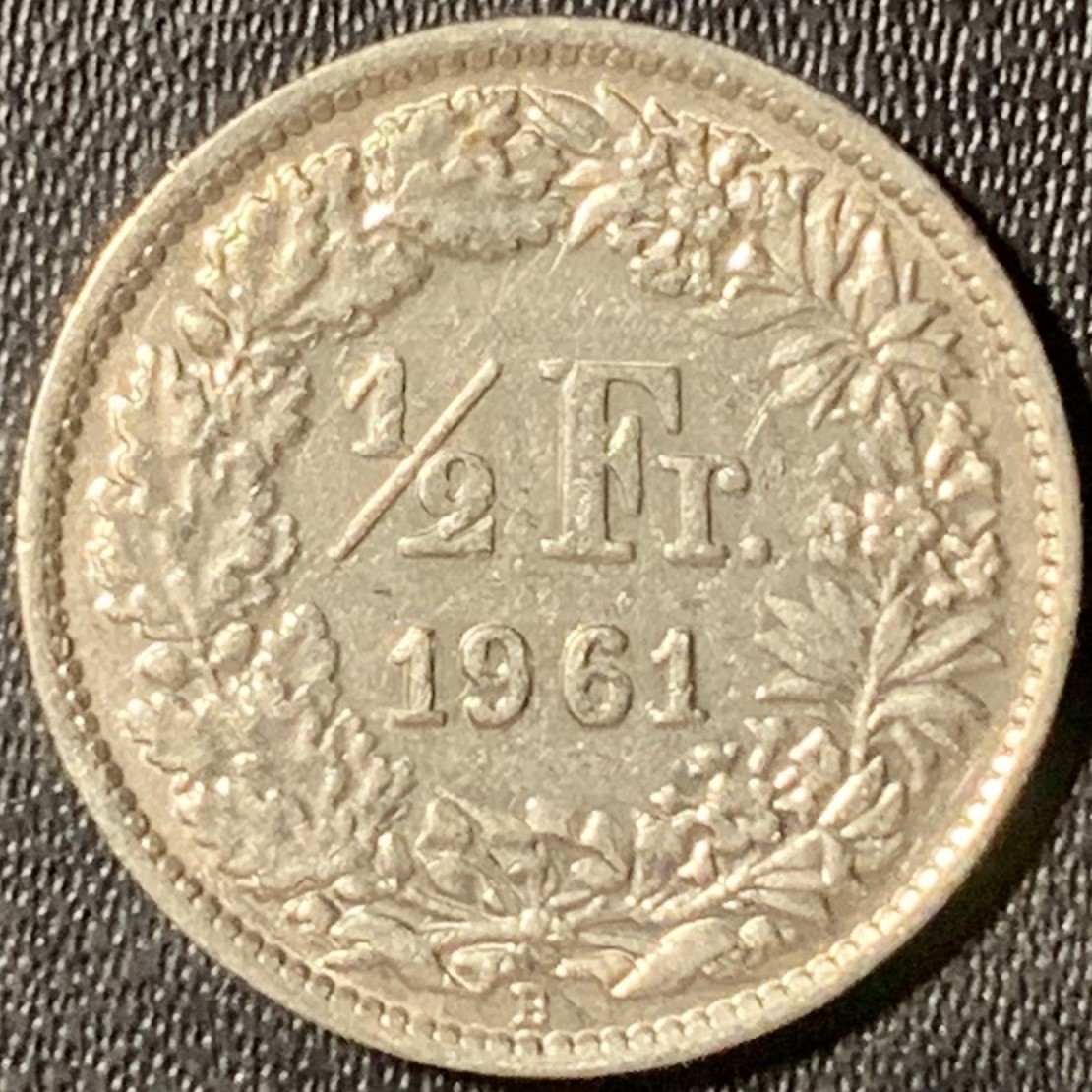 紫瑗钱币——第315期拍卖 瑞士 1961年 赫尔维蒂亚 1/2法郎 2.5克 0.835银 UNC