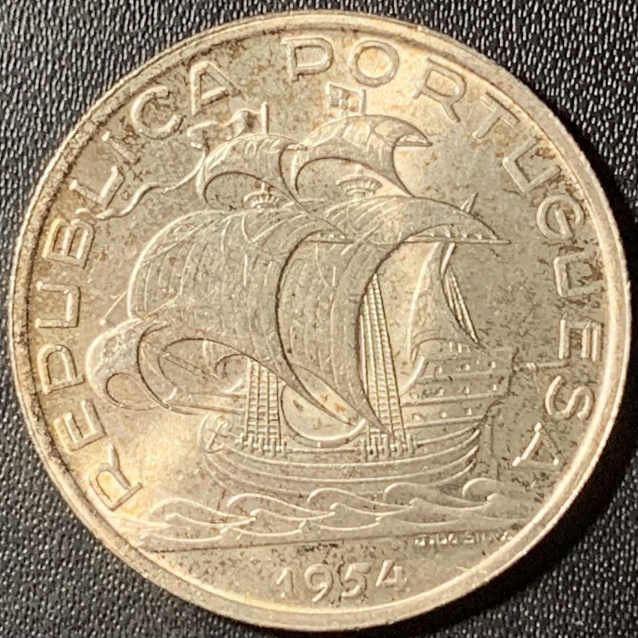 紫瑗钱币——第315期拍卖 葡萄牙 1954年 10埃斯库多 12.4克 0.835银 UNC