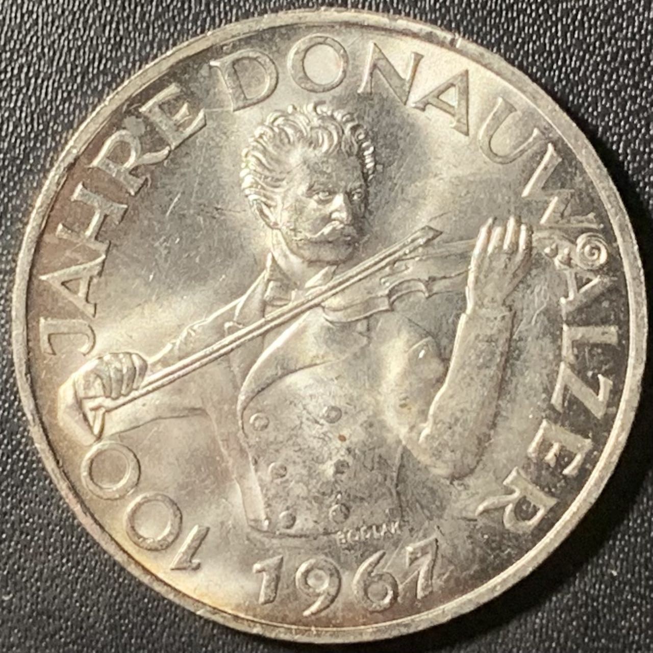 紫瑗钱币——第315期拍卖 奥地利 1967年 音乐家 约翰·斯特劳斯 诞辰100周年 50先令 20克 0.9银 UNC