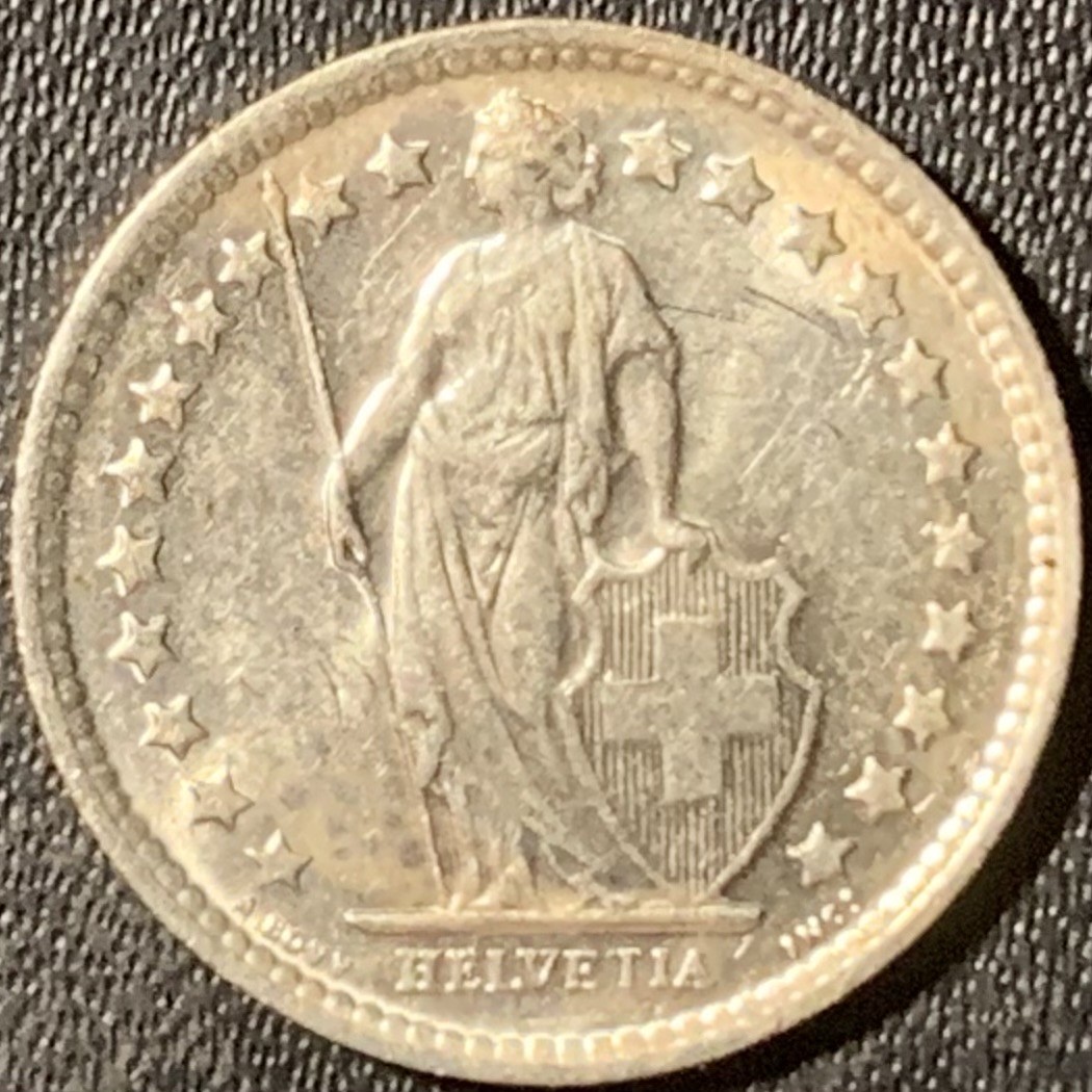 紫瑗钱币——第315期拍卖 瑞士 1964年 赫尔维蒂亚 1/2法郎 2.5克 0.835银 UNC