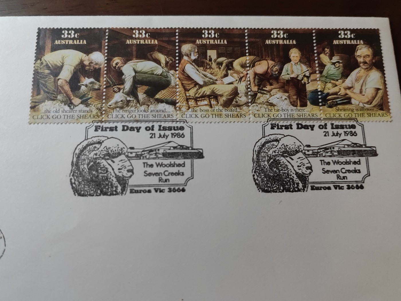 外国邮品精品专场（秒杀）第①⑤场 澳大利亚1986年  剪羊毛  5连体