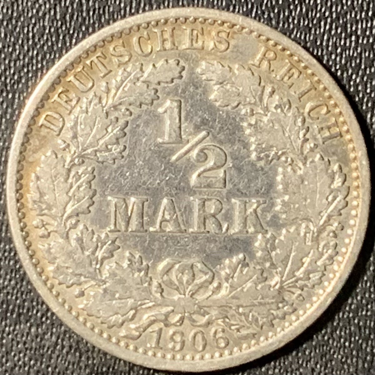 紫瑗钱币——第315期拍卖 德国 1906年 A版 第二帝国 1/2马克 银币 2.77克 0.9银