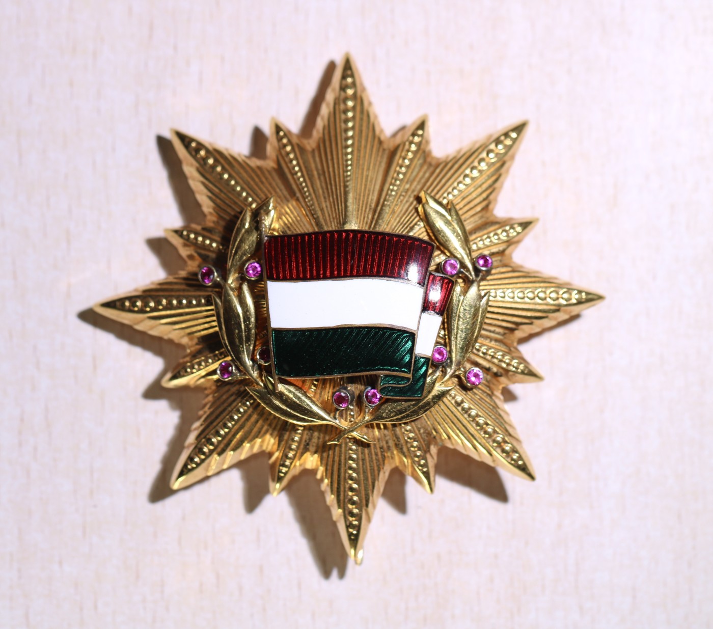 大猫徽章拍卖第234期  匈牙利一级国旗勋章 红宝石饰 非原盒