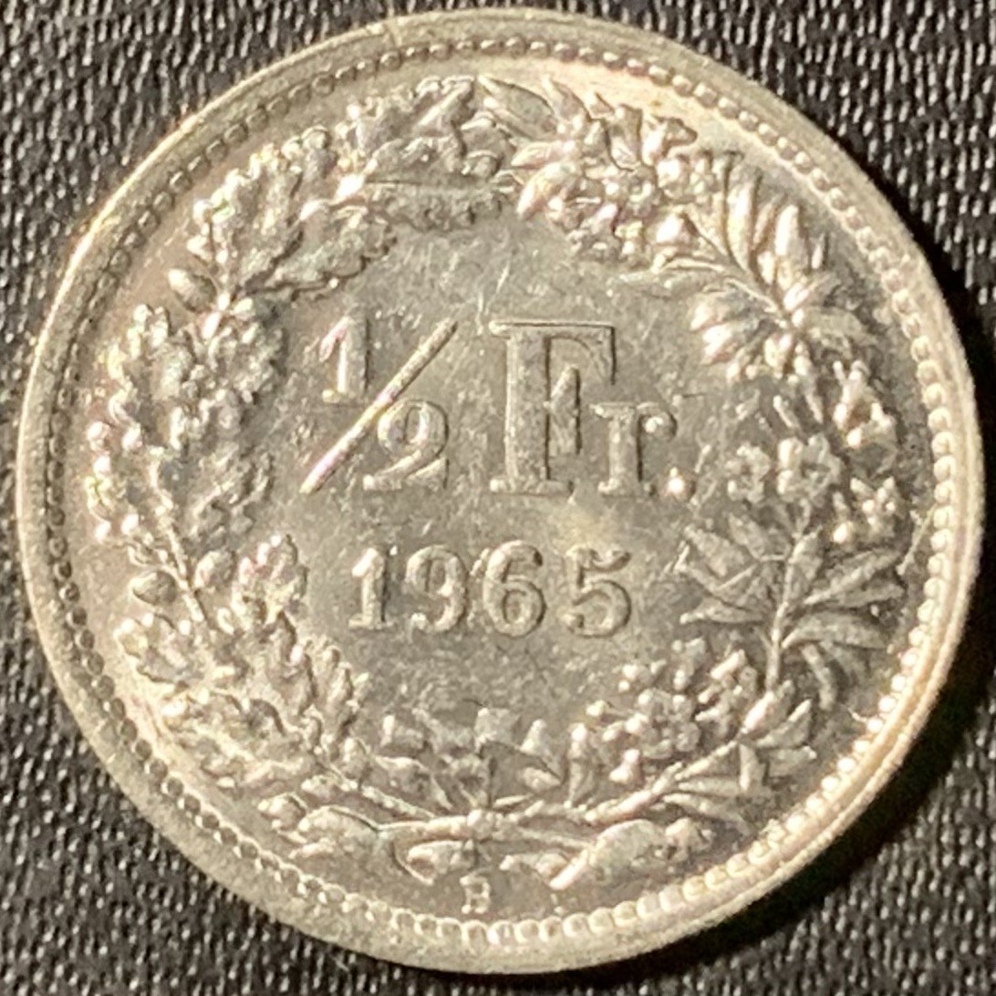 紫瑗钱币——第315期拍卖 瑞士 1965年 赫尔维蒂亚 1/2法郎 2.5克 0.835银 UNC
