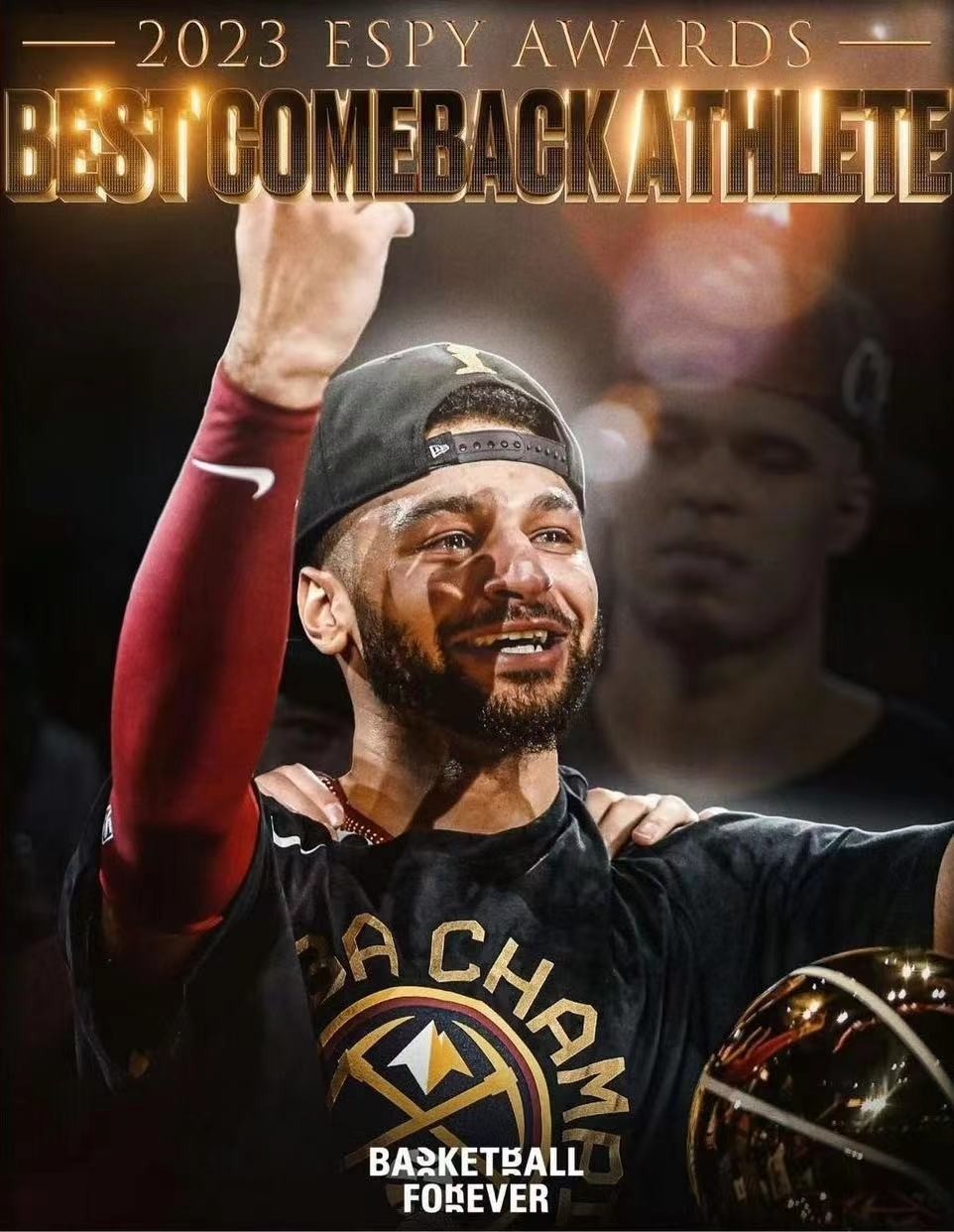 零元拍：NBA总冠军丹佛掘金核心后卫贾马尔-穆雷亲笔签名掘金2022-23赛季PLAY OFF官方队帽！