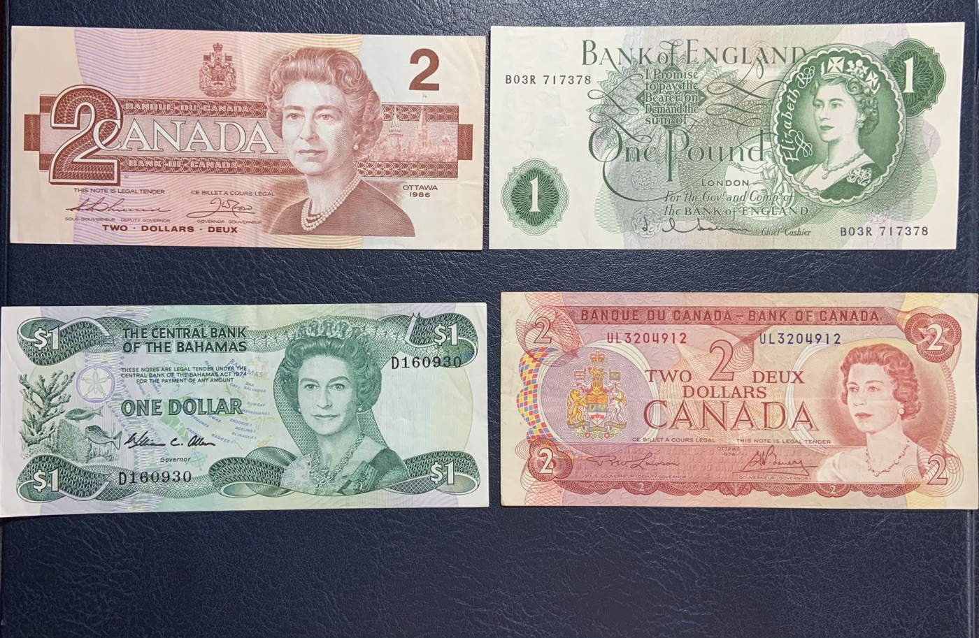 收藏联盟Quantum Auction 第296期拍卖  加拿大，英国，百慕大，巴哈马和斐济女王纸币9张 品相如图