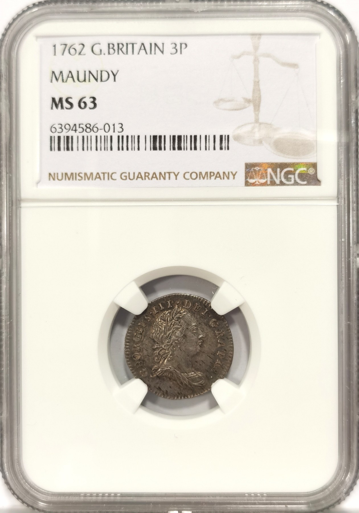 博洋堂世界钱币拍卖第047期（全场包邮） NGC MS63 英国1762年乔治三世濯足节3便士