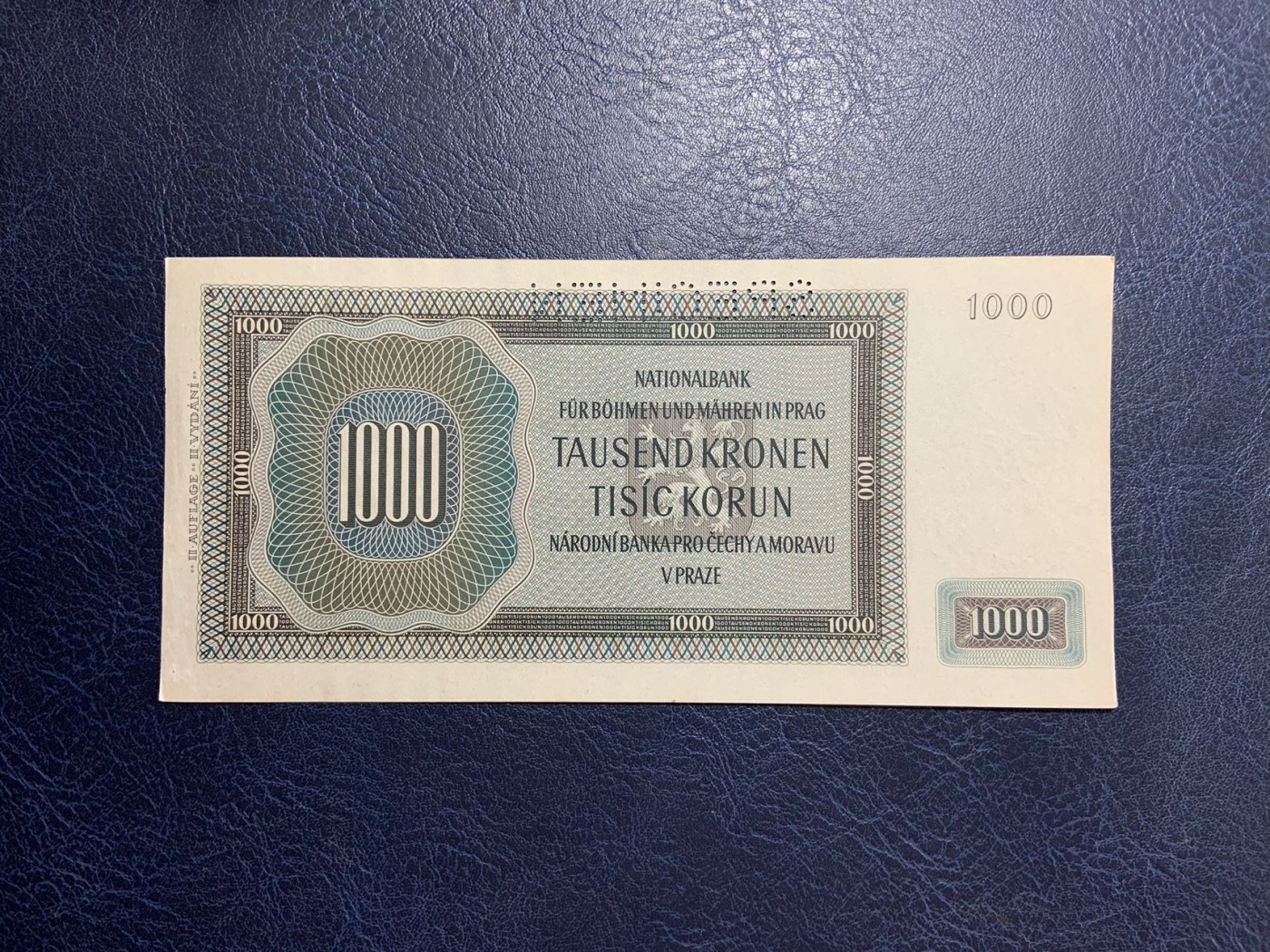 收藏联盟Quantum Auction 第296期拍卖  捷克斯洛伐克1942年1000克朗样票 品相UNC-