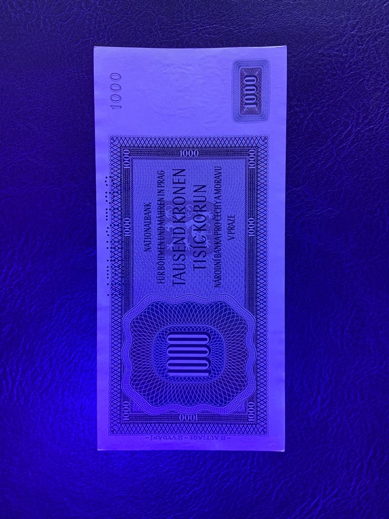 收藏联盟Quantum Auction 第296期拍卖  捷克斯洛伐克1942年1000克朗样票 品相UNC-