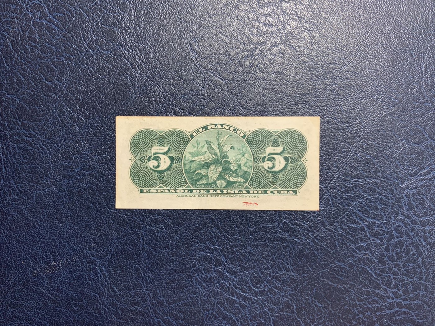 收藏联盟Quantum Auction 第296期拍卖  古巴1896年5分 品相UNC- 美钞作品 双面雕刻