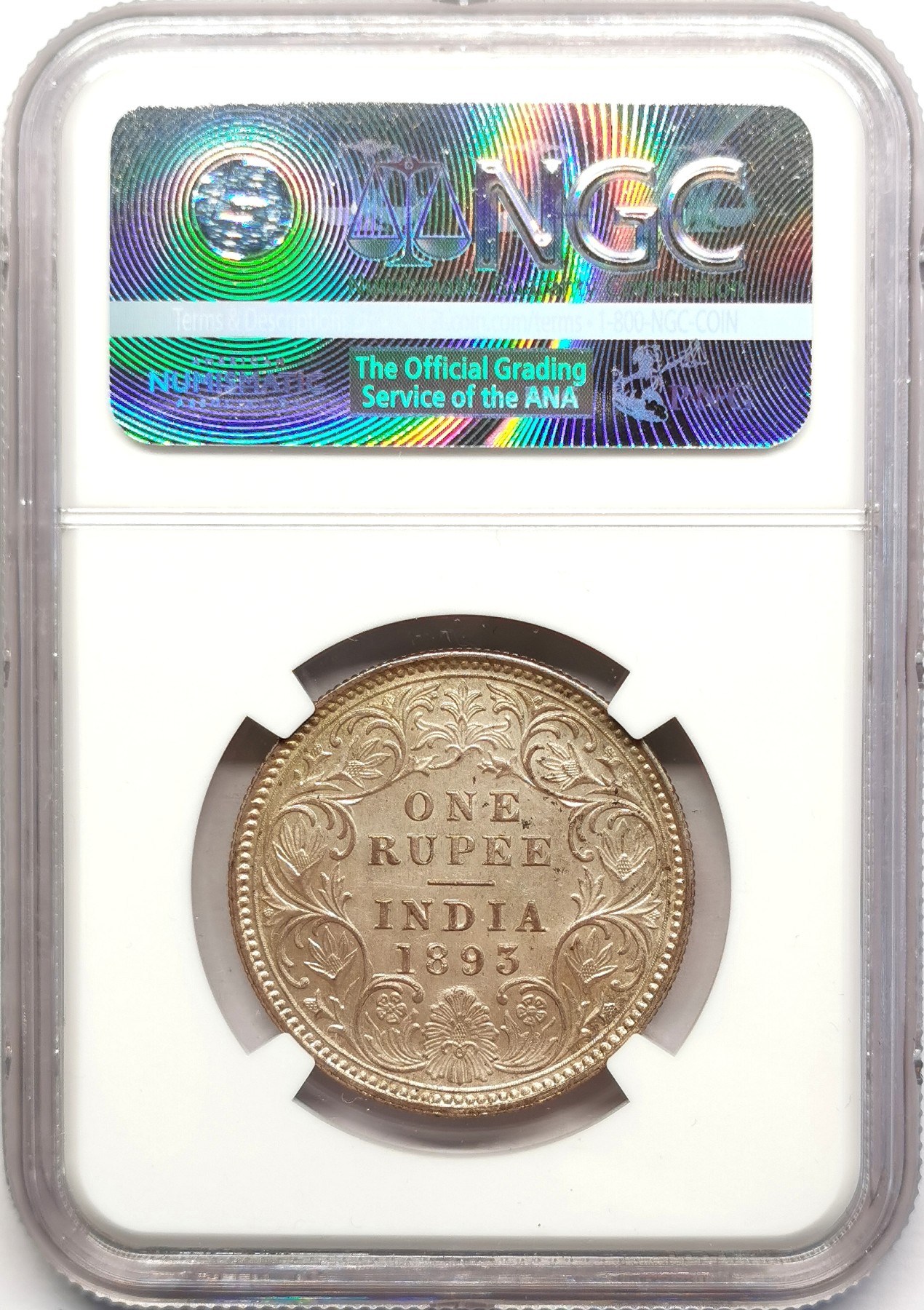 凡希社世界钱币微拍第二百五十期 1893C英属印度小维卢比NGC-MS61