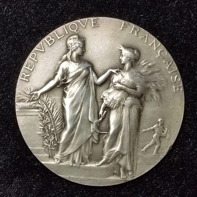 巴斯克收藏第180期 银币专场 10月24/25/26号三场连拍 全场包邮 - 法国 ND 法兰西共和国农业部-农业协会奖章 银章 带银戳 36.3g