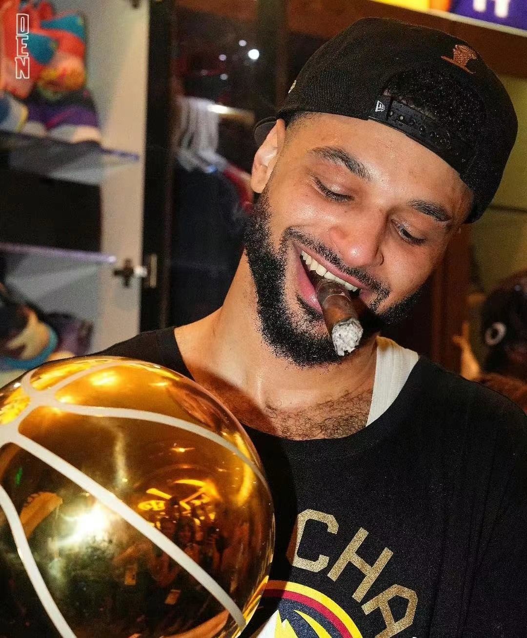 零元拍：NBA总冠军丹佛掘金核心后卫贾马尔-穆雷亲笔签名掘金2022-23赛季PLAY OFF官方队帽！