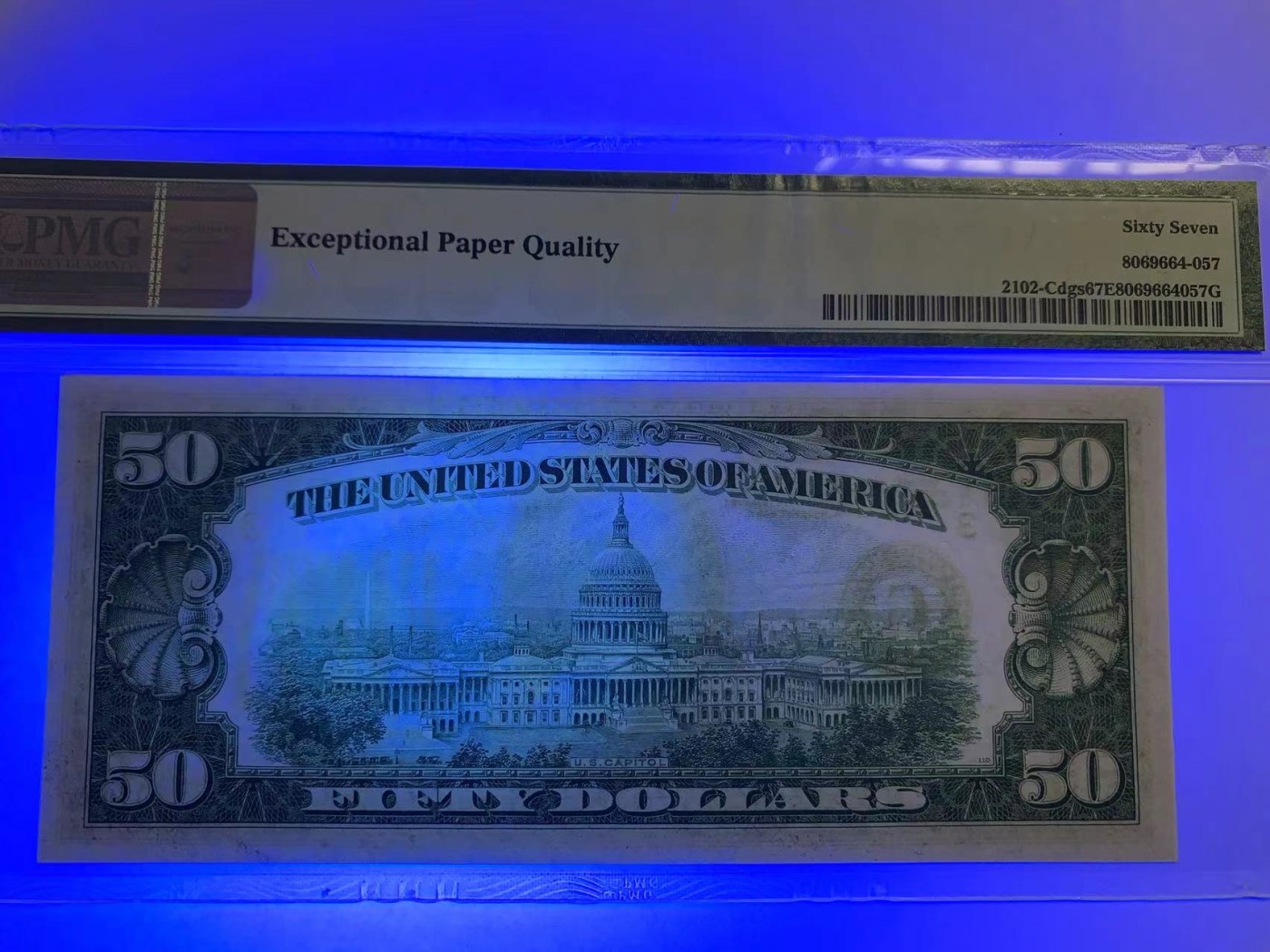 收藏联盟Quantum Auction 第296期拍卖  美国联邦储备券1934年50元 PMG67 号码无4 稀少冠军分 90年历史老美金