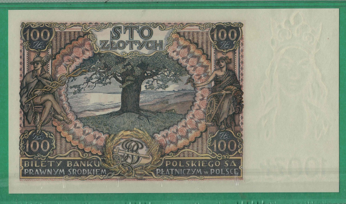 波兰100兹罗提 1934 P-75a 欧洲纸币 实物图 UNC