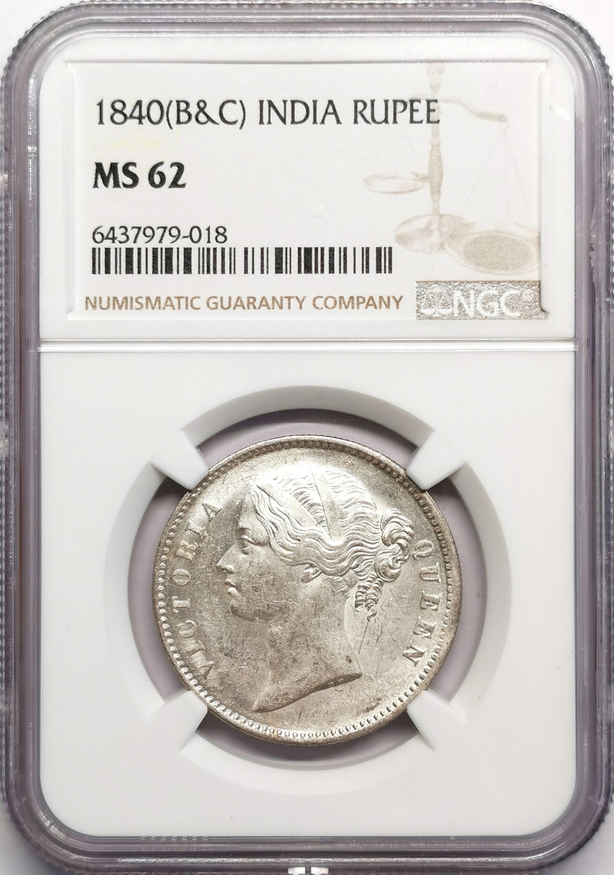 凡希社世界钱币微拍第二百五十期 1840东印度公司小维卢比NGC-MS62本土头像！