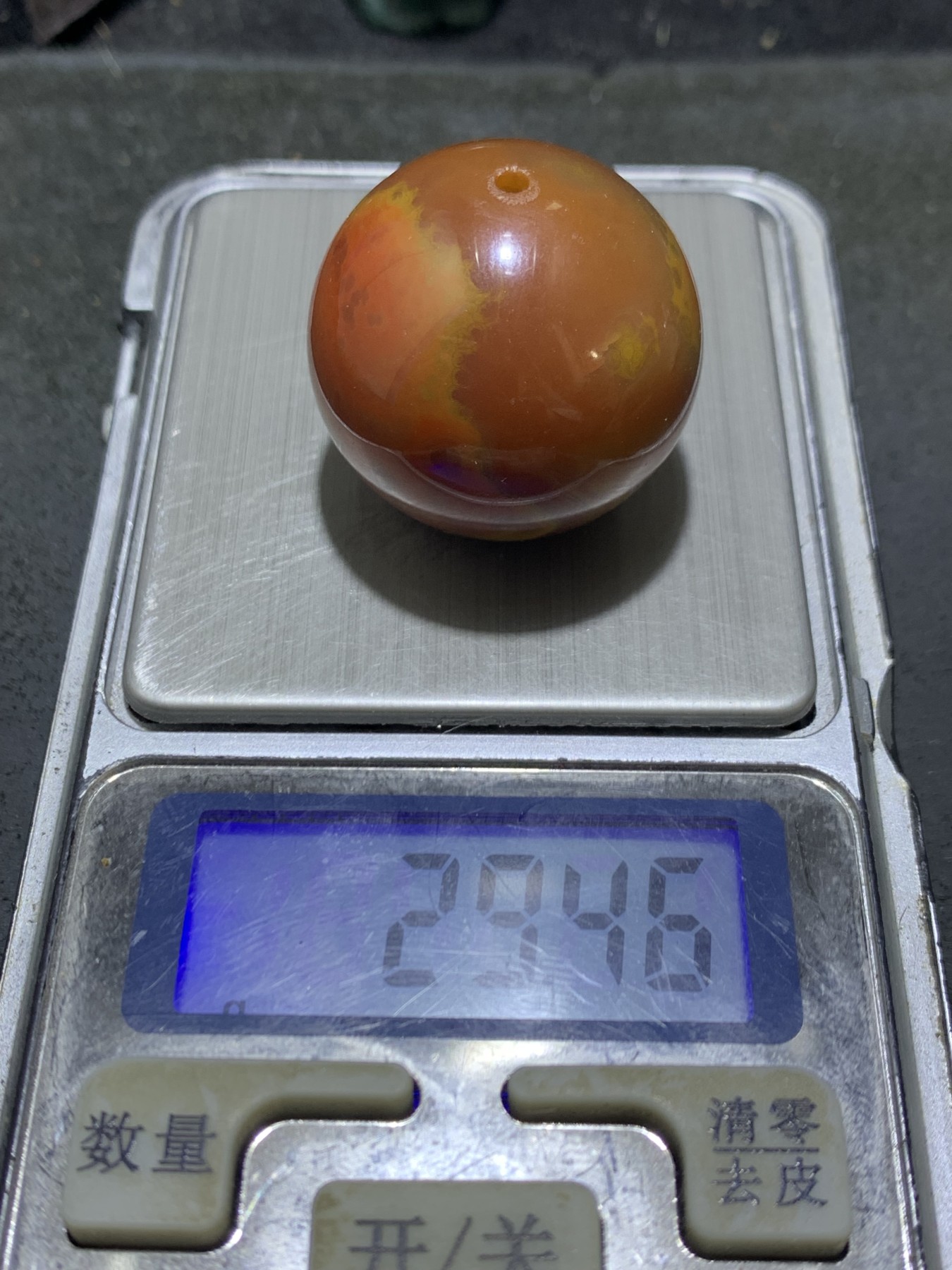 精美高玉化战国红玛瑙冰飘冻料大圆珠一颗！