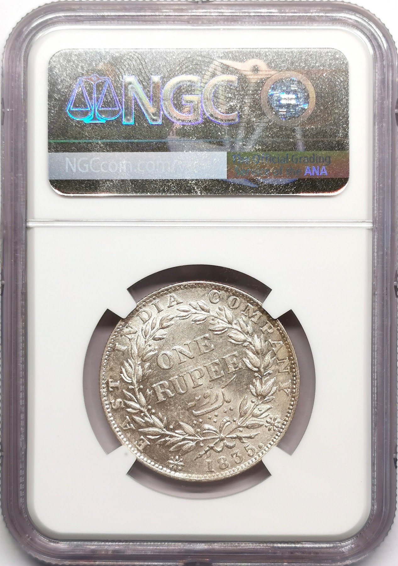 凡希社世界钱币微拍第二百五十期 1835东印度公司威四卢比NGC-MS61品难得！