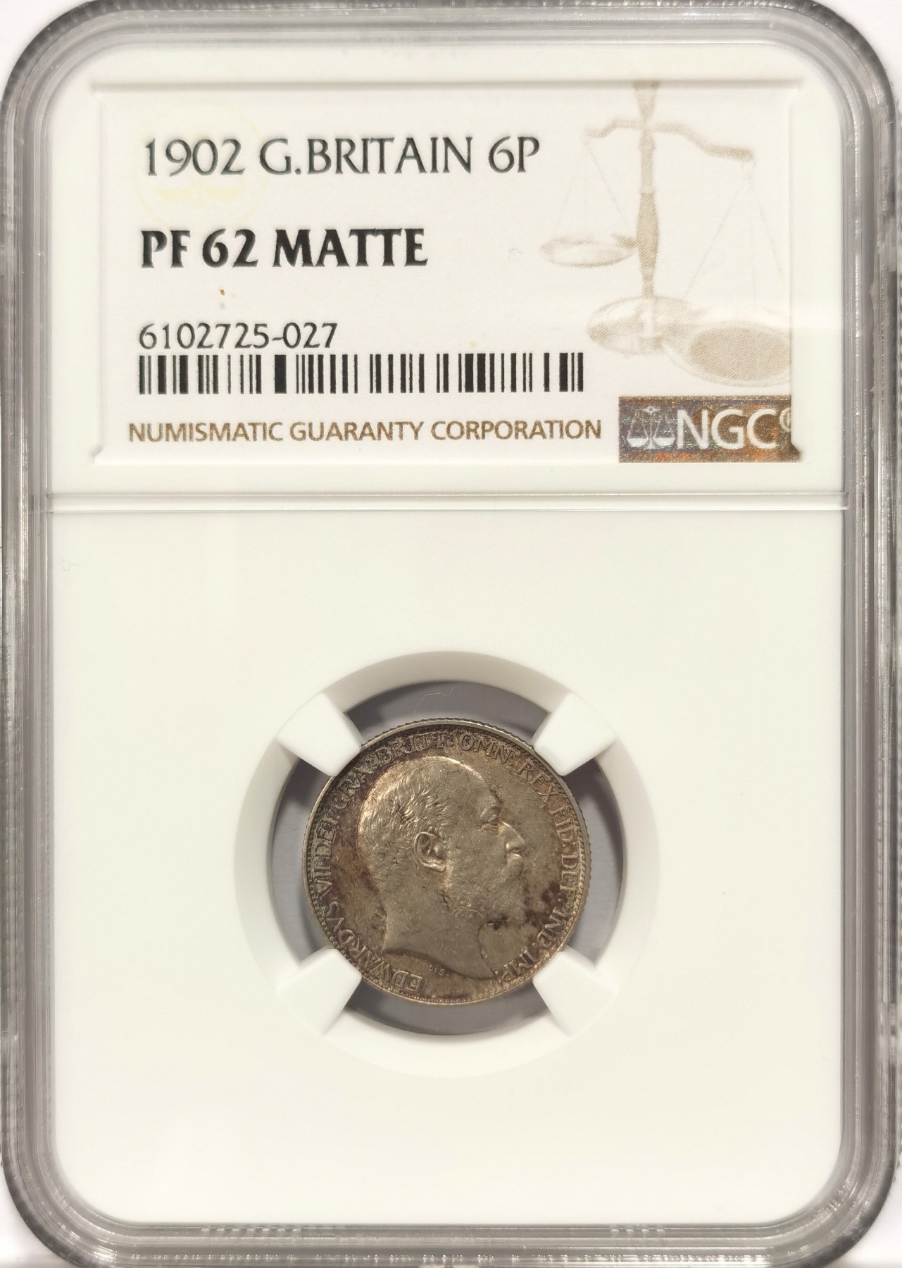 博洋堂世界钱币拍卖第047期（全场包邮） NGC PF62MATTE 英国1902年爱德华七世6便士银币
