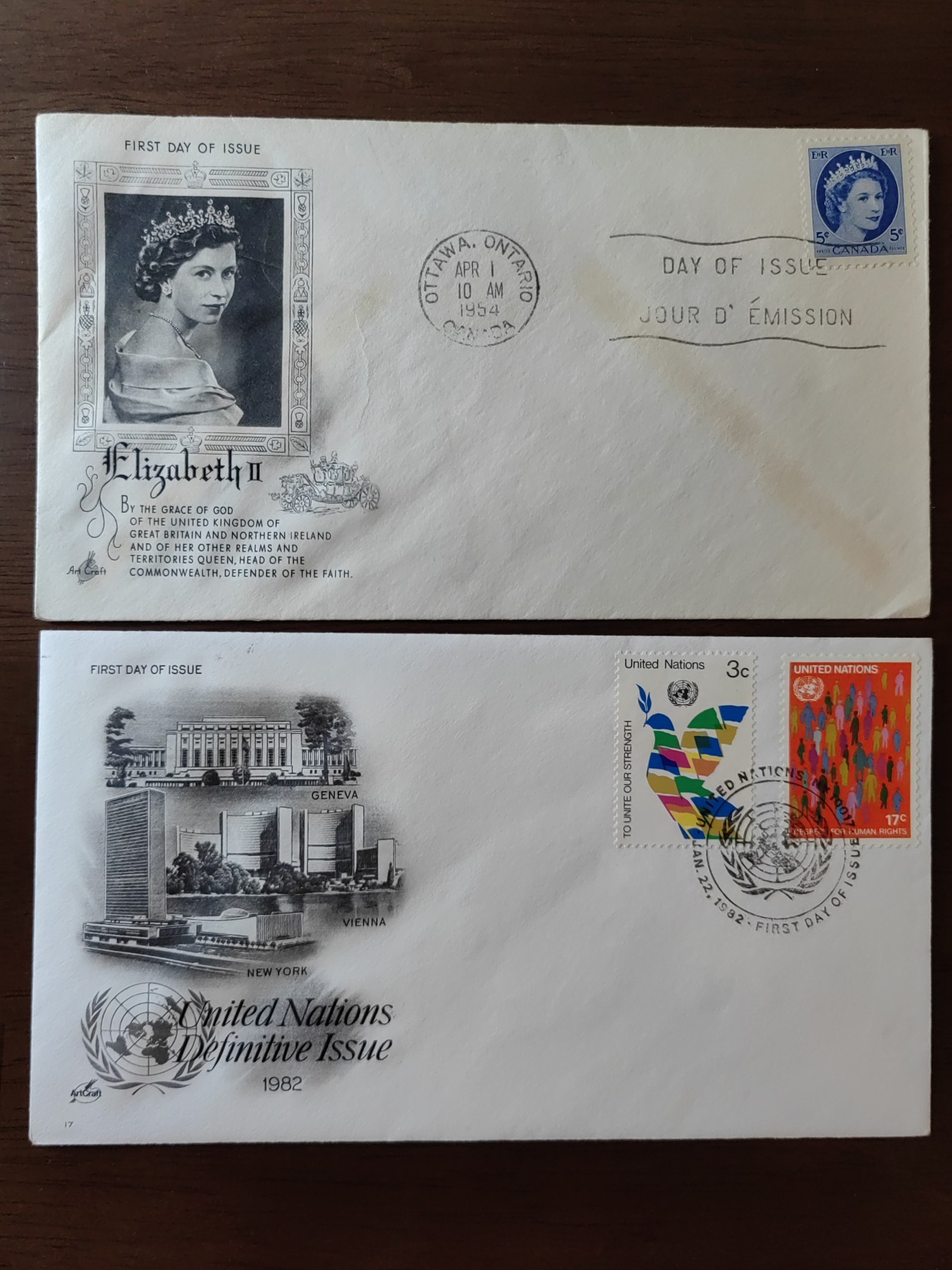 外国邮品精品专场（秒杀）第①⑤场 联合国大楼&伊丽莎白二世纪念邮封2件