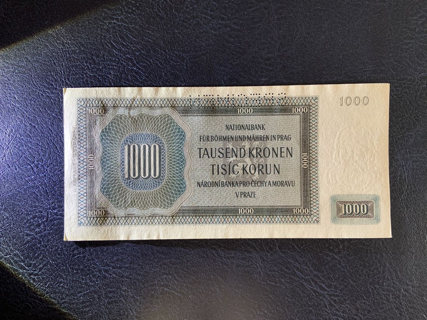 收藏联盟Quantum Auction 第296期拍卖  捷克斯洛伐克1942年1000克朗样票 品相UNC-