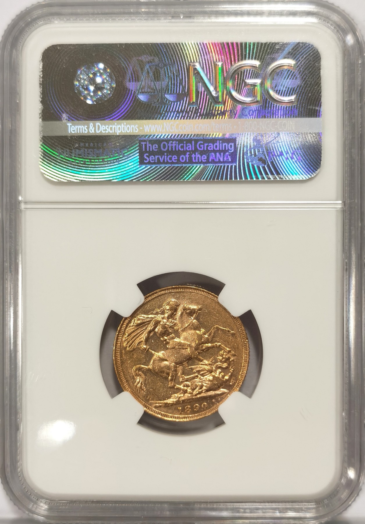 博洋堂世界钱币拍卖第047期（全场包邮） 1890年英国马剑金币 NGC AU53 一索维林