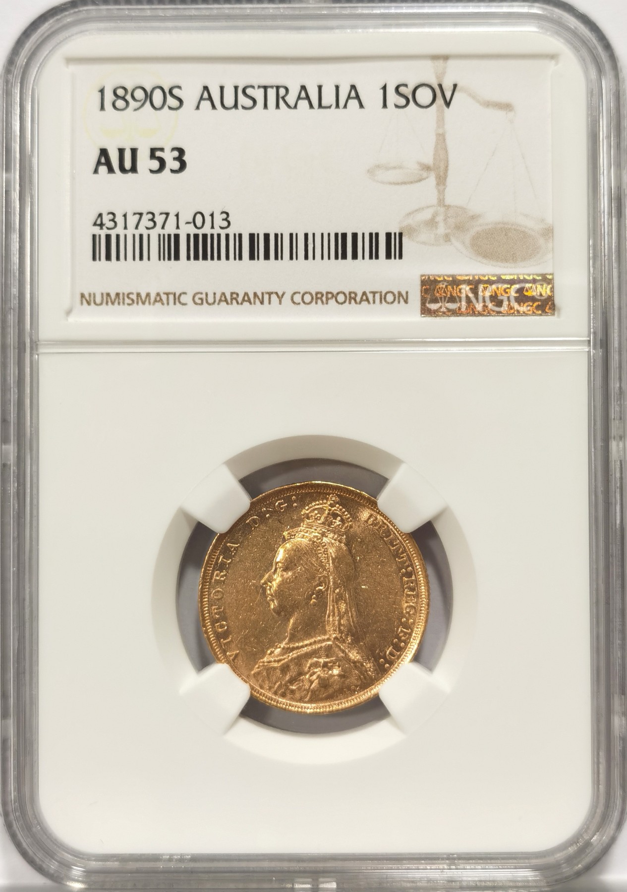 博洋堂世界钱币拍卖第047期（全场包邮） 1890年英国马剑金币 NGC AU53 一索维林