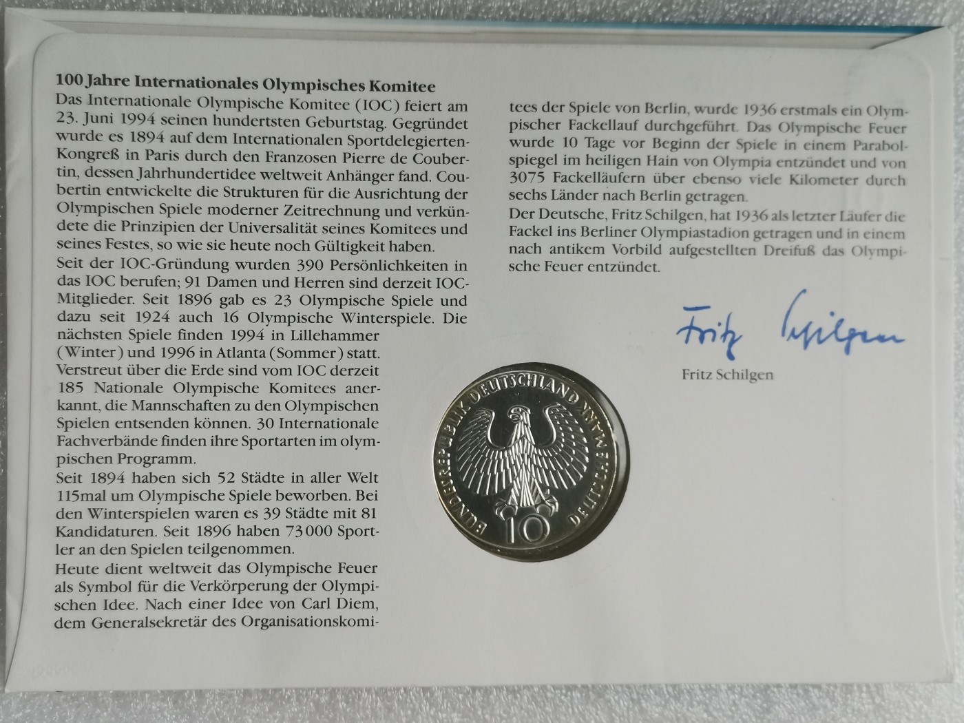 瓶子🏺第113期拍卖会  联邦德国1972年10马克纪念银币(慕尼黑奥运会)五环盛火  原封