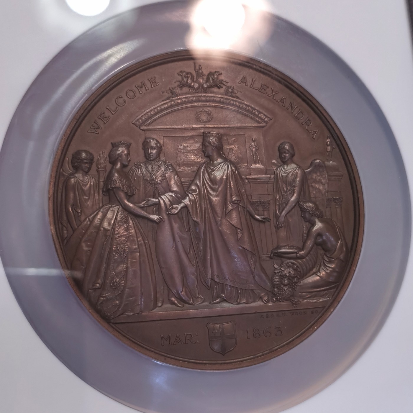 博洋堂世界钱币拍卖第047期（全场包邮） 英国 威尔士王妃亚历山德拉公主访问金融城 作者A.B.WYON 发行量350枚 NGC MS64