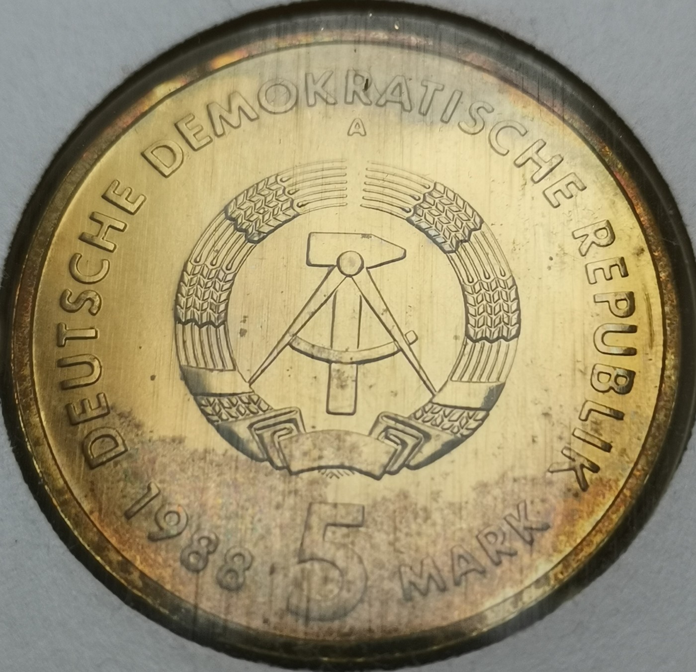 瓶子🏺第113期拍卖会   民主德国东德1988年萨克森5马克纪念币镍币  原封